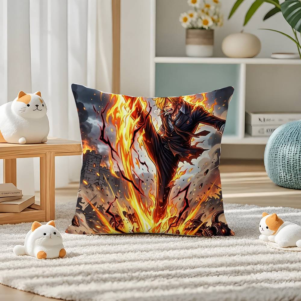 One Piece Red Hair Shanks Anime Plush Pillow Cover Soft Short Plush Cushion Cover For Sofa Bedroom Home Decor Gift Decoration