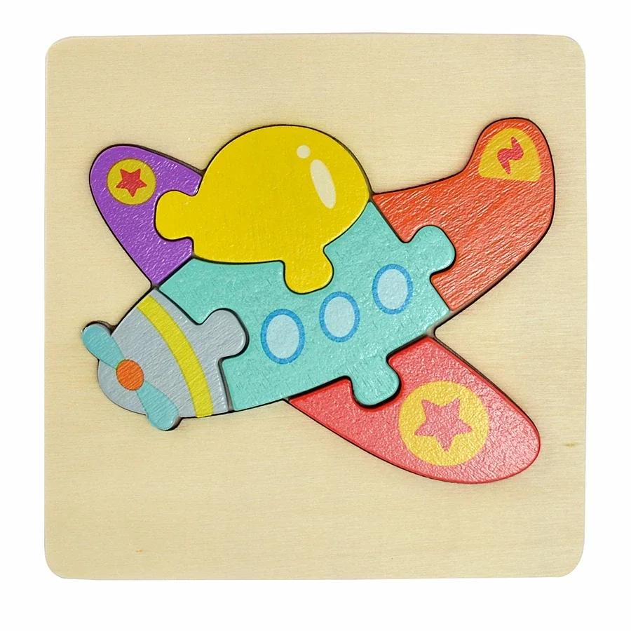 3D Puzzle Wooden Toys For Children Cartoon Animal Vehicle Wood Jigsaw Kids Baby Early Educational Learning Puzzles Wood Toys