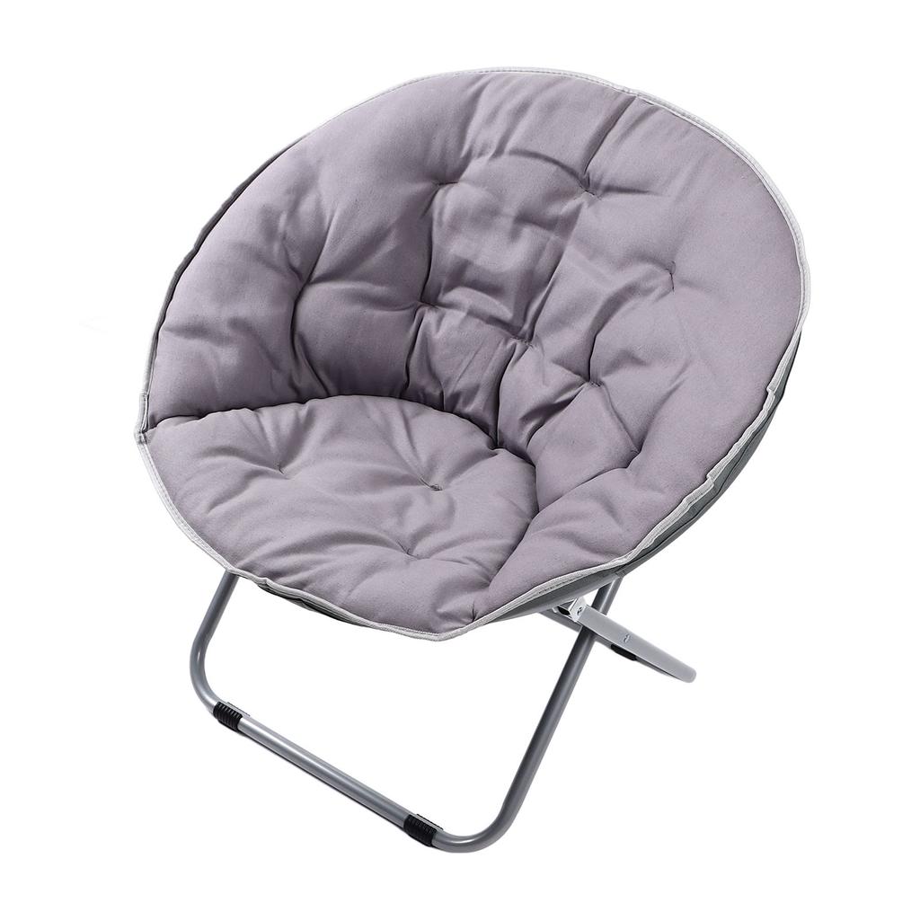Saucer Chair Metal Frame Gray Comfortable Ergonomics Foldable Cozy Chair for Living Room Gift