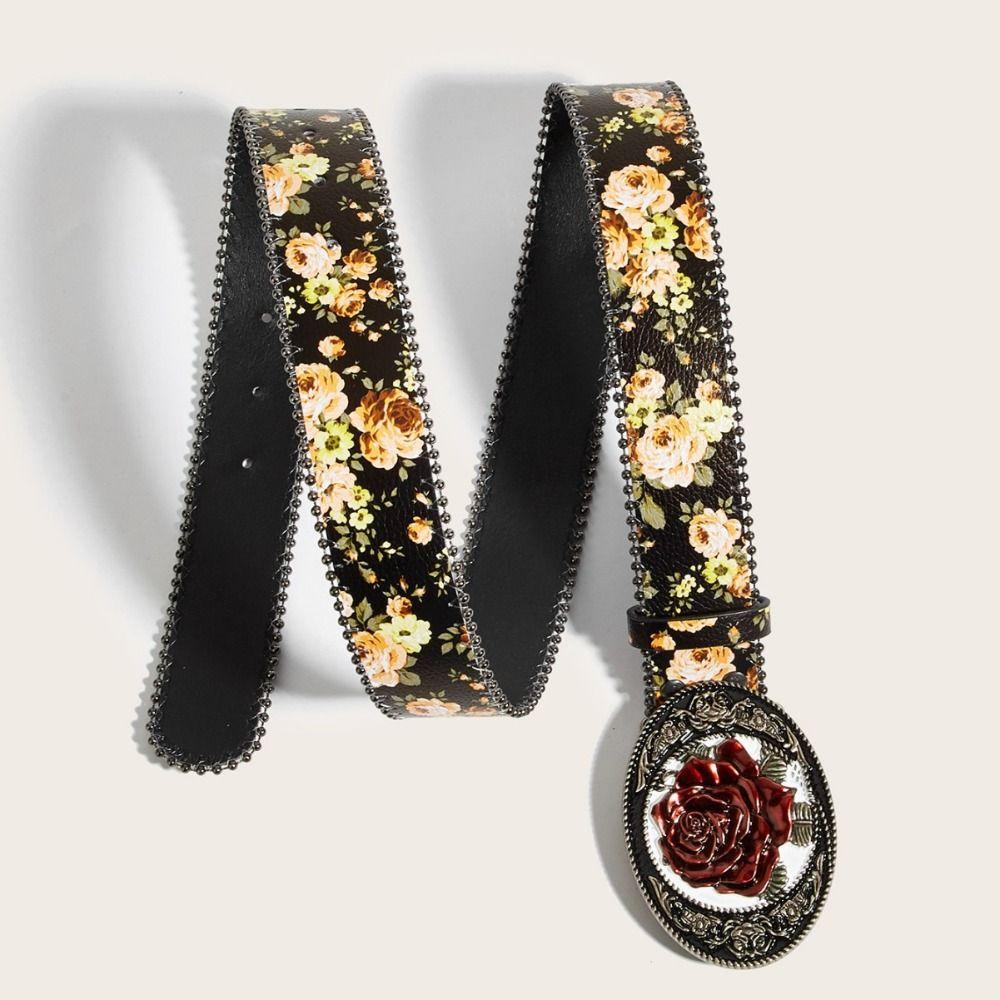 Border Bead Floral Jeans Belts Bohemian Style Retro Rose Flower Belt Women's Accessories