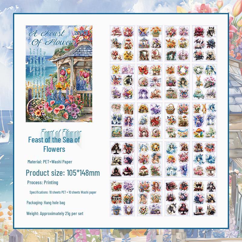 Yuezhen ZABC Zhilan Mantdi Waterproof PET Die-cut Sticker Book for Journals