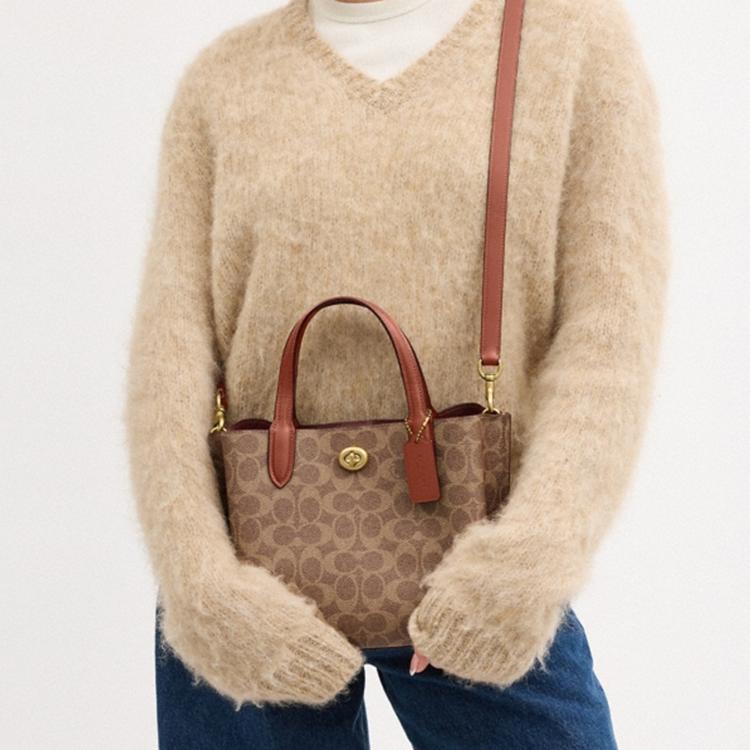 Coach Borsa Tote Willow 24 Logo Classico Chiusura a Turnlock Donna borse tote Marrone Caramello C8562-B4XHG