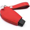 Leather Smart 4 Buttons Key Fob Case Cover Chain for Dodge Ram 1500 2500 3500 Challenger Durango Grand Caravan Journey Jeep Grand Cherokee (Red)