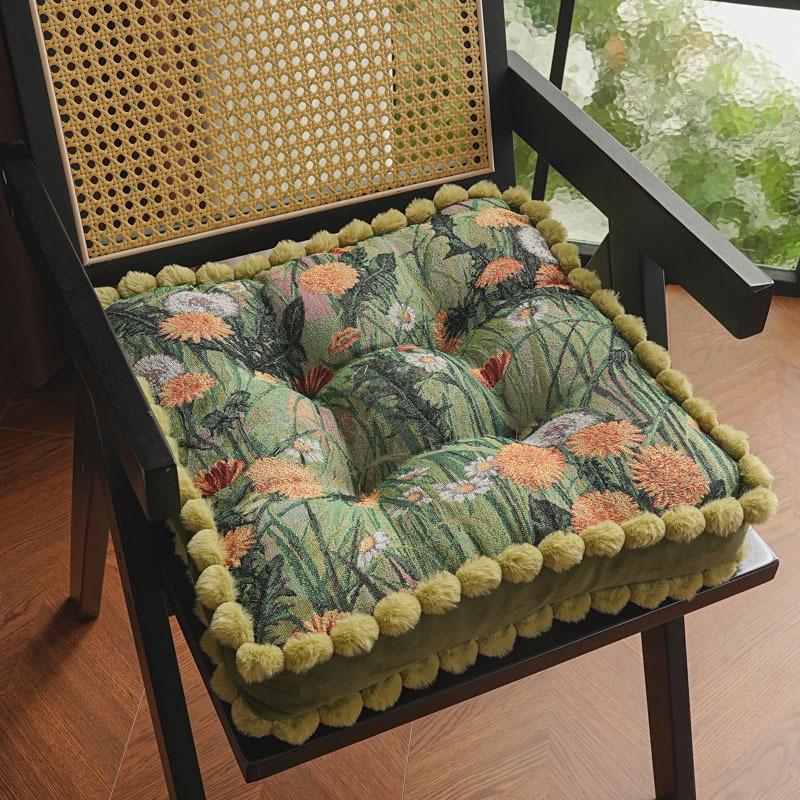 Ретро Масляная Живопись Хлопково-Льняная Подушка для Стула с Утолщенной Спинной Подушкой для Татами или Обеденных Стульев 4545cm 1670₽