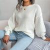 Autumn Winter Lantern Long Sleeved Women Knitted Pullover Sweater 2025 Casual Crew Neck Loose Tops Solid Color Pleated Basic Streetwear Women Clothing