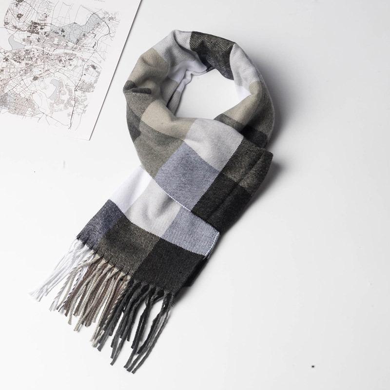 2024 Women's & Men's Beige Plaid Scarf - Versatile Japanese Style Winter Shawl
