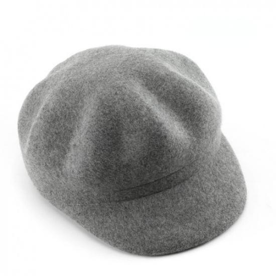 Женская Регулируемая Кепка Новостийщика Французская Шерстяная Кепка Ретро Короткополая Кепка Кэбби Берет серый