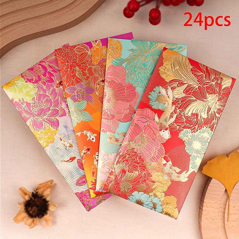 6pcs New Red Envelope Universal Koi High-end Envelope Wallet Spring Festival Wedding Lucky Blessing Red Envelope