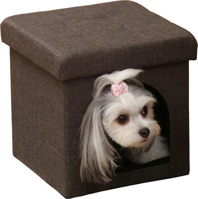 Fuji Boeki Pet House Storage Stool, 30cm Wide X 30cm Deep X 30cm High, Charcoal Fabric, Foldable, Mini 53702, Small