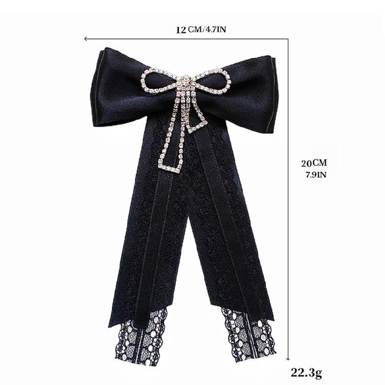 Women's Ribbon Bowtie Brooch Pin Student Uniform Pre Tied Necktie Clip Crystal Pearls Bowknot Corsage Shirt Jabot Collar
