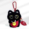 Cute Black Cat Keychain Pendant Backpack Hanging Plush Doll Kitty Cell Phone Charm Bag Keychain Halloween Pendant Keyring Decor