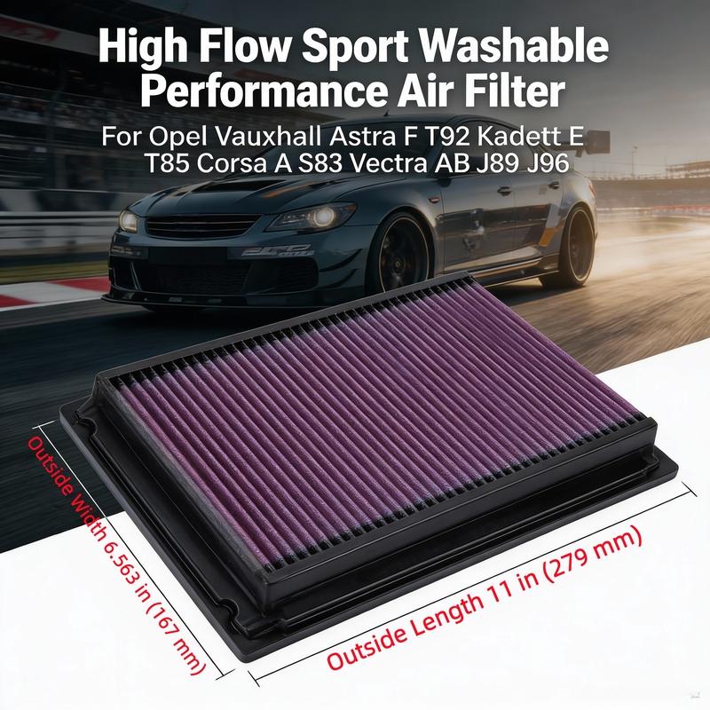 

For Opel Vauxhall Astra F T92 Kadett E T85 Corsa A S83 Vectra AB J89 J96 High Flow Sport Washable Performance Air Filter 33-2031