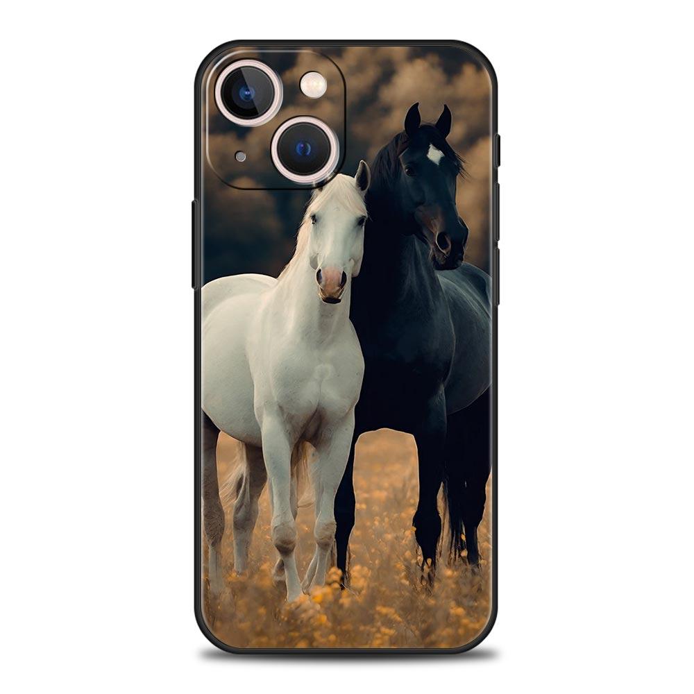 

Черно-белые скачущие лошади Чехол для телефона Для iPhone 16e 15 14 13 12 11 Pro Max XS X XR SE 7 8 Plus Чехол iPhone 16 Мягкий ТПУ Чехол iPhone 7 8 SE
