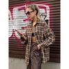 Summer Retro Plaid Shirt Women's Long Design Sense Bottoming Plaid Shirt Loose AK1071