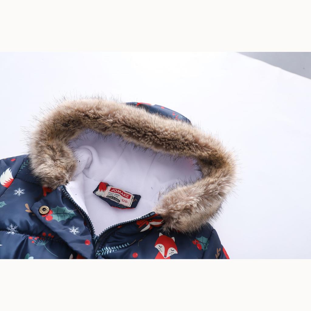 Herbst und Winter Kindermode Cartoon-Druck Jungen und Mädchen im langen Abschnitt des Haarkragens Kapuzenmantel aus Baumwolle