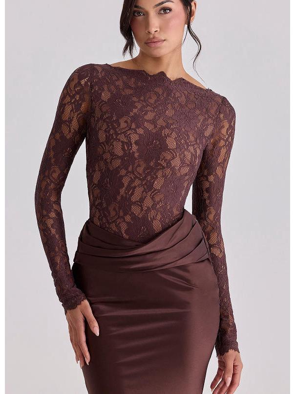 

European Style Slim-Fit Mermaid Skirt: Sexy Lace Patchwork Evening Gown Small темно-красного