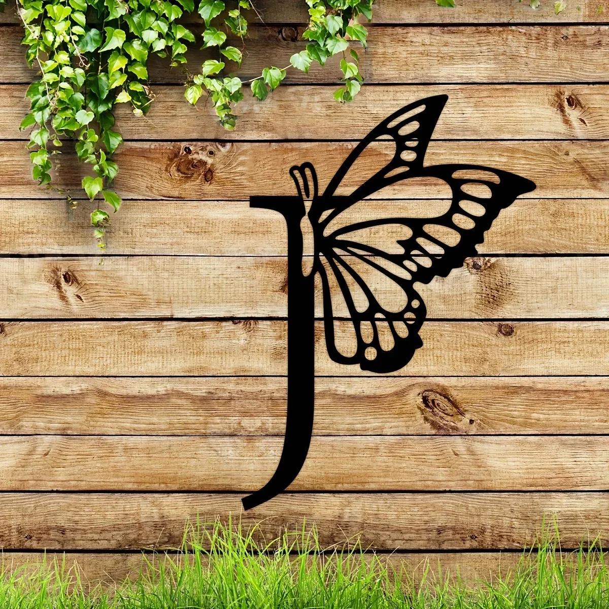 1 шт. Металлический знак с монограммой в виде бабочки - все буквы. Металлические — фото 19