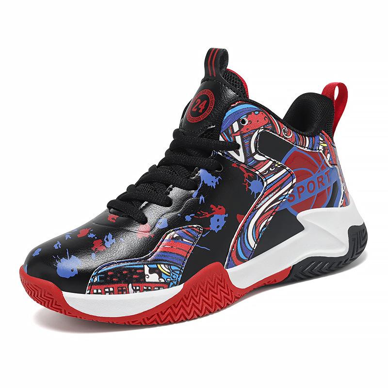 

Middle and large children s leather surface is light, green student boys basketball shoes are velvet 2025 autumn and winter campus training children 40
