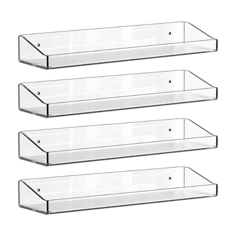 SHGO-Floating Shelves For Wall- Clear Acrylic 4-Pack With Adhesive For Bedroom,Vanity And Bathroom Storage Organizer