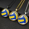 Cute Volleyball Necklaces Pendant for Men Boyfriends Sports Style Stainless Steel Chain Gold Color Festivals Gifts JewelryBL58-2