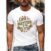 European Size LIFE IS BETTER AT THE GYM Workout Print, Men's Casual Round Neck Short Sleeve T-shirt, Versatile Outdoor Comfy Top For Summer