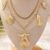 Exaggerated Hippocampus Starfish Shell Pendant Choker Necklace For Women Girls Vacation  Necklace Jewelry Accessories