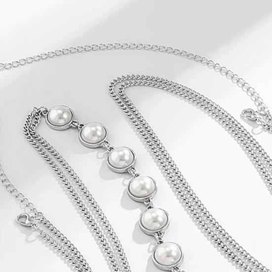 Chain Cross Lesklé umělé perly Barva Boho Beach Bikini Hrudník