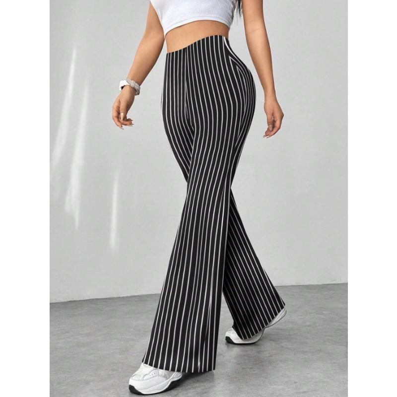 DAFIFY Women's Fashion Casual Solid Color Print High Waist Trousers Pants & Capris