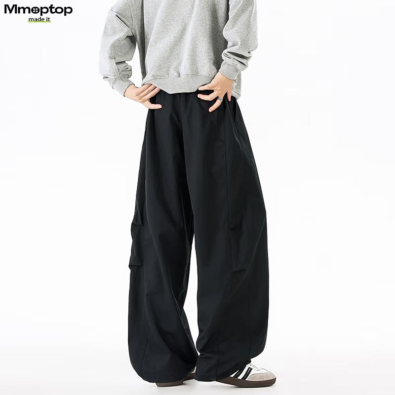 MMOPTOP Men's Japanese Style Loose Fit Curved Workwear Pants