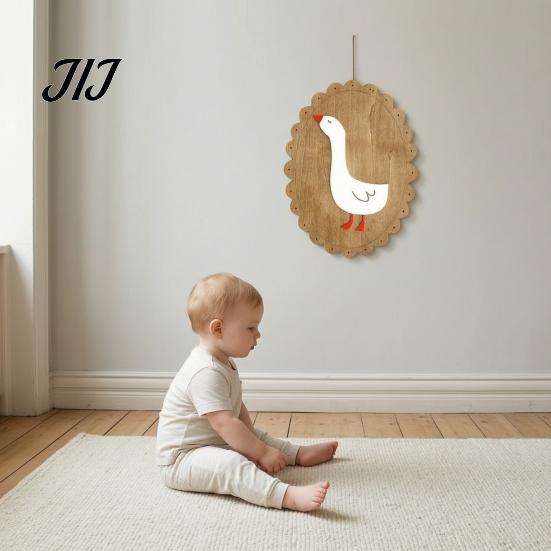 Photography Setting Props Rustic Wooden Wall Stickers, Nordic Rabbit Goose Decor, Cute Forest Animal Decor Art for Kids Bedroom Nursery Prop