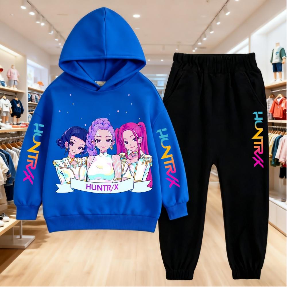 

Дитячий худі KPop «Мисливці на демонів» з повсякденною спортивною футболкою для хлопчиків та двоколірними м якими та зручними штанами для дівчаток. Дитячий одяг 130