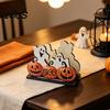 Creative Wood Napkin Organizer Halloween Wooden Holder, Cute Pastel Pumpkin Ghost Black Cat Tabletop Tissue Dispenser, Waterproof Festive Home Accents
