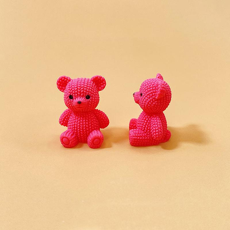 1Pc Solid Colored Stereo Simulation Bear Miniatures Sitting Bear Creative Ornament Desktop Decoration Diy Jewelry Cute Animal