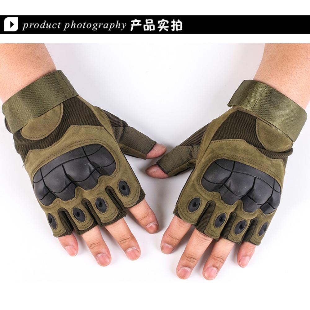 Outdoor Tactical Half Finger Gloves Field Training Sports Riding Mountaineering Non-Slip Motorcycle Full Finger Touch Screen Leather Gloves