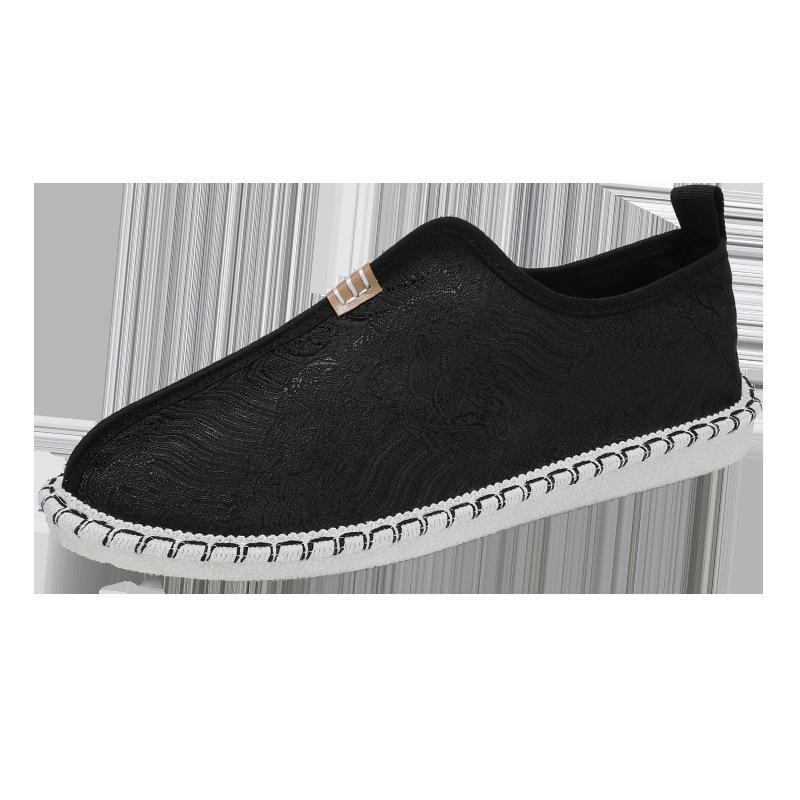 

Мужские парусиновые туфли 2024 года, новые летние спортивные и развлекательные легкие дышащие туфли для рыбалки с мягкой подошвой, ленивые мужские туфли с одной педалью 44 чёрный