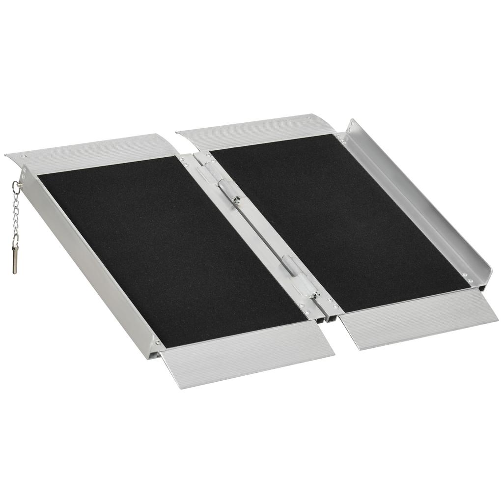 Foldable Non-Slip Aluminum Alloy Wheelchair Ramp with Handles, Max. Load 272 kg, Black