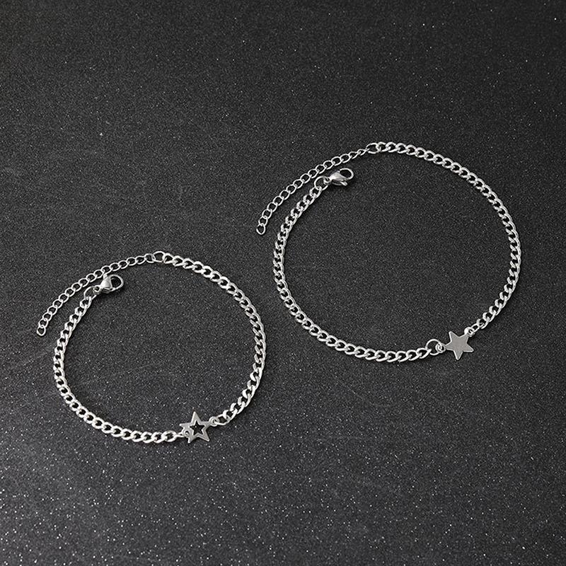 2 szt. Prosta Wszechstronna Bransoletka ze Stali Nierdzewnej Unisex Osobowość Trend Gwiazda Para Bransoletka Akcesoria Biżuteria Prezenty