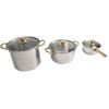 Stainless Steel Pots and Pans Set Ergonomic Golden Handle Multifunctional Cookware Set Cooking Pots