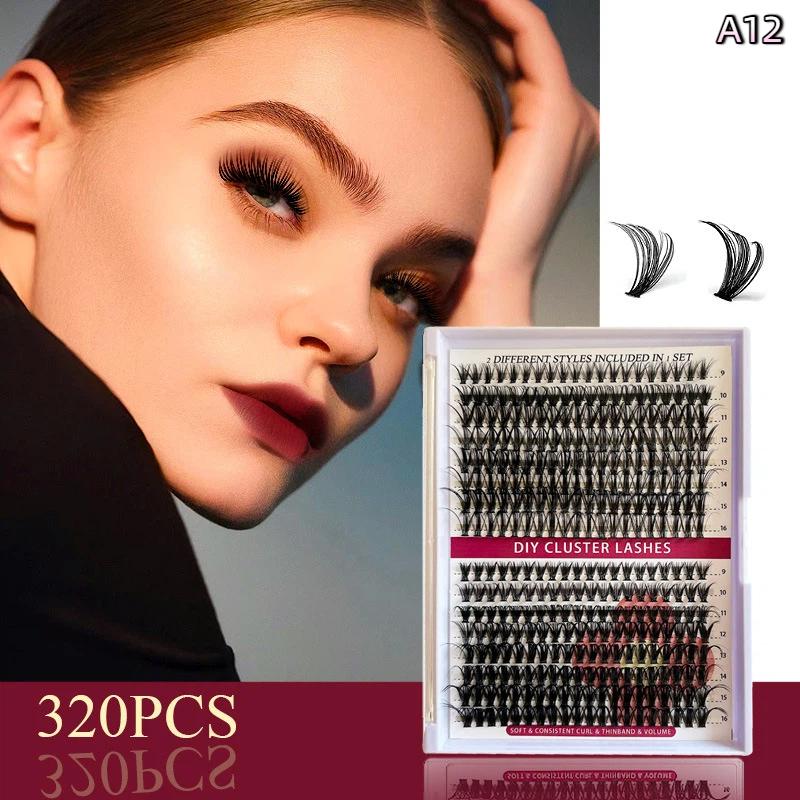 Natural Cluster Feather Lash Kit Segmented Eyelash Lash Glue Eyelash Grafting Kit Lash Extension Essential With Mix Effortless