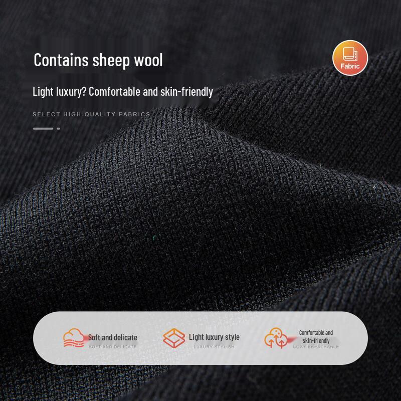 MONTAGUT Men's Wool Blend Embroidered Long Sleeve Polo Shirt