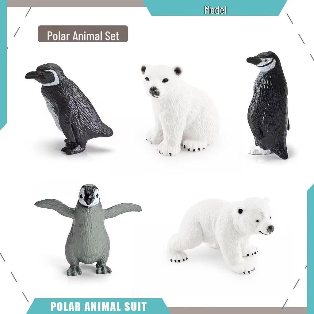 Wild Arctic Animal Set - Penguin, Polar Bear, Igloo Models for Desktop Decoration