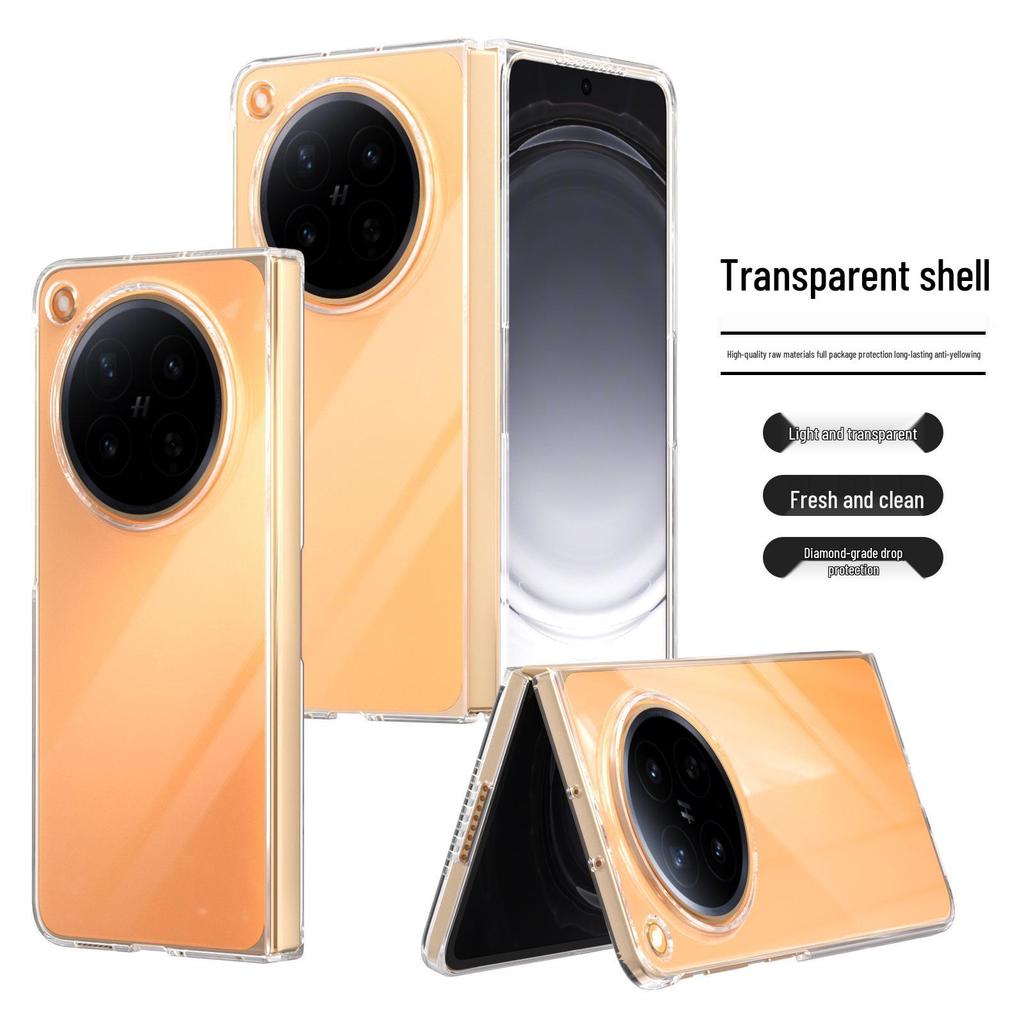 Compatible Transparent Hard Shell for OPPO Find N6/N2 Flip Foldable Phone - HD Anti-Drop Design.