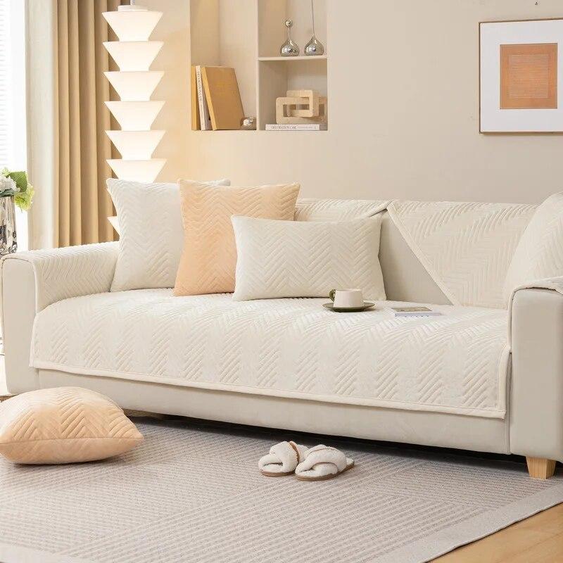 Plush Herringbone Pattern Sofa Covers Kid Mat Sofas Cover Anti-slip Couch Protector Slipcover Removable Sofa Mat for Living Room