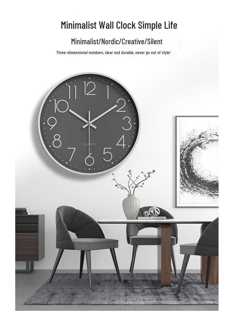 30cm Quartz Silent Wall Clock for Living Room - Creative, Wall-Mounted Design