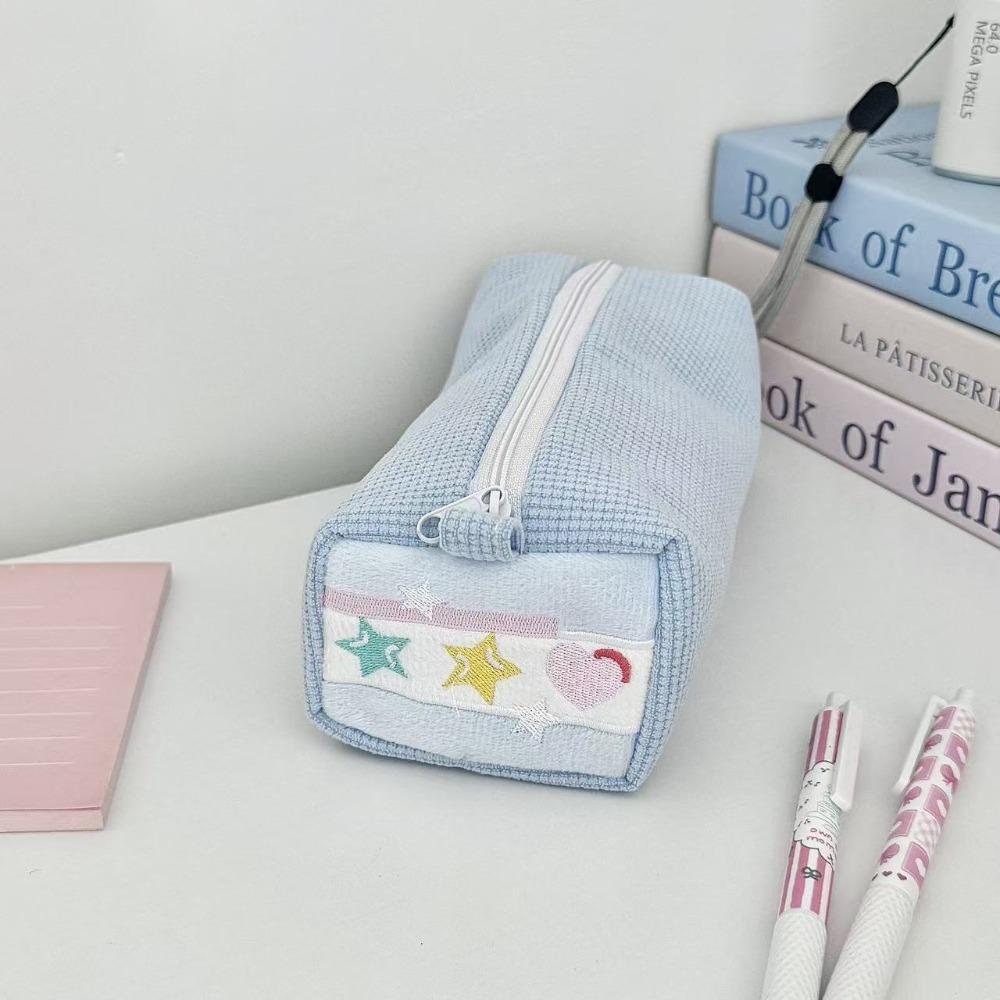 

Multi-functional Cream Sandwich Design Pen Bag Portable Large Capacity Stationery Storage Bag Stationery Organizer Students Gift синій