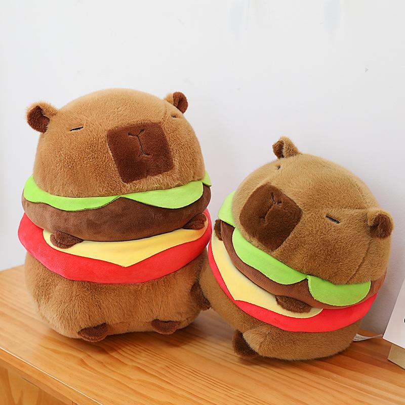 Cute Burger Capybara Plush Toy Kapibara Doll Pillow Ragdoll Doll Birthday Gift