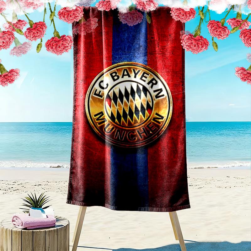 FC Bayern Munich Print Beach Towel, Large Soft Quick Dry Towel for Beach Camping Swimming