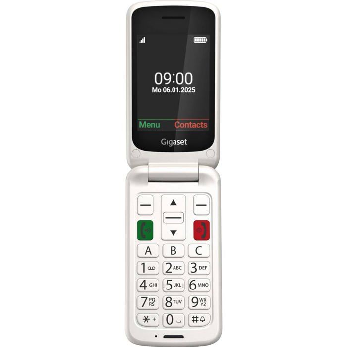 Gigaset GL595 Mobilní telefon SOS tlačítko, chráněný proti stříkající vodě, chráněný proti prachu bílý