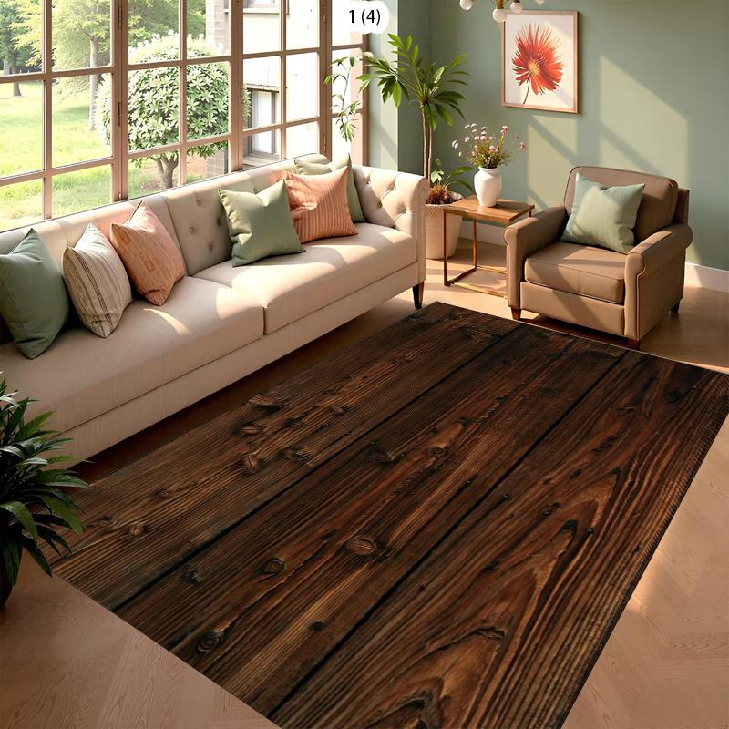 Wood Texture Carpet Mat Rug Home Decoration Wooden Floor Pattern Area Rug Living Room Bedroom Realistic Vintage Style
