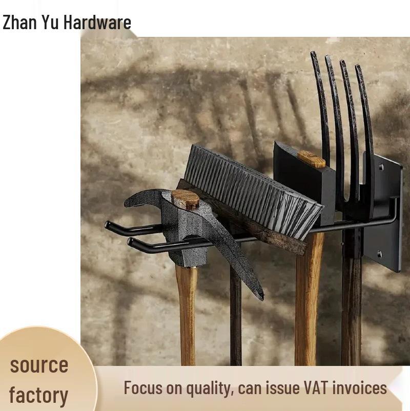 Wall-Mounted Garden Tool Storage Rack for Shovels, Rakes, Brooms, and Hoses